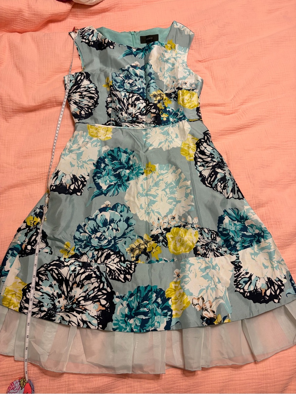 Floral Sleeveless Fit-and-Flare Woman’s Dress - Aqua Blue & Yellow